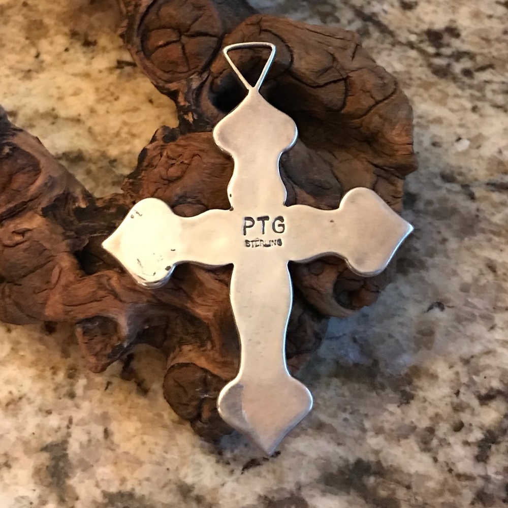 Navajo Designer PTG Large Sterling Cross - Picture 2 of 7